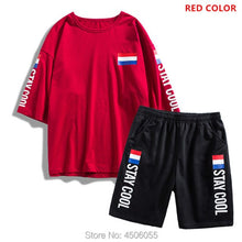 Load image into Gallery viewer, Summer Shorts White Red Tracksuit Men Tee Shirt Homme Plus Size 6XL 7XL 8XL 9XL Mens Clothing 2 Two Piece Set Boys Sets Clothes
