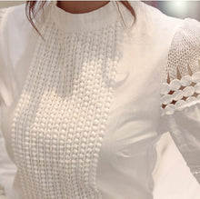 Load image into Gallery viewer, New Women Blouses Long-sleeved White Lace Hook Flower Hollow
