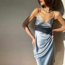 Load image into Gallery viewer, Women Satin Deep V Neck Sexy Straight Pajamas Party Dress
