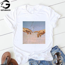 Load image into Gallery viewer, Women Print Letter Short Sleeve Cotton Tops Summer clothing
