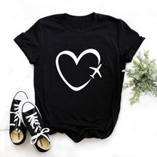 Load image into Gallery viewer, Women Print Letter Short Sleeve Cotton Tops Summer clothing
