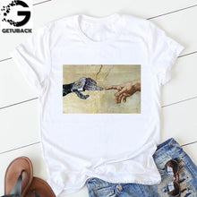 Load image into Gallery viewer, Women Print Letter Short Sleeve Cotton Tops Summer clothing
