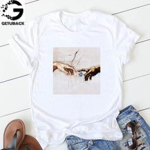 Load image into Gallery viewer, Women Print Letter Short Sleeve Cotton Tops Summer clothing
