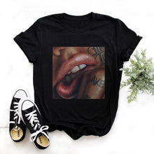 Load image into Gallery viewer, Women Print Letter Short Sleeve Cotton Tops Summer clothing
