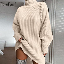 Load image into Gallery viewer, Forefair Turtleneck Long Sleeve Sweater Dress Women
