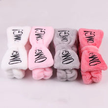 Load image into Gallery viewer, New Letter "OMG" Coral Fleece Soft Bow Headbands for women
