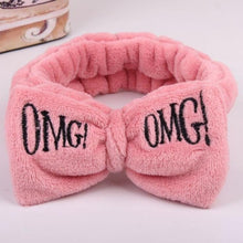 Load image into Gallery viewer, New Letter "OMG" Coral Fleece Soft Bow Headbands for women
