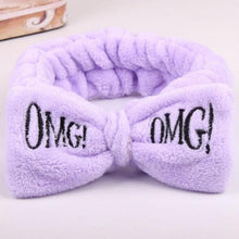Load image into Gallery viewer, New Letter "OMG" Coral Fleece Soft Bow Headbands for women
