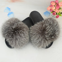 Load image into Gallery viewer, Summer Fluffy Raccoon Fur Slippers for Women
