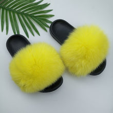Load image into Gallery viewer, Summer Fluffy Raccoon Fur Slippers for Women
