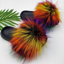 Load image into Gallery viewer, Summer Fluffy Raccoon Fur Slippers for Women
