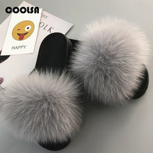 Load image into Gallery viewer, Summer Fluffy Raccoon Fur Slippers for Women
