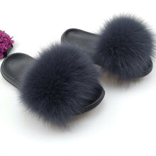 Load image into Gallery viewer, Summer Fluffy Raccoon Fur Slippers for Women

