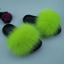 Load image into Gallery viewer, Summer Fluffy Raccoon Fur Slippers for Women
