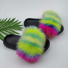Load image into Gallery viewer, Summer Fluffy Raccoon Fur Slippers for Women
