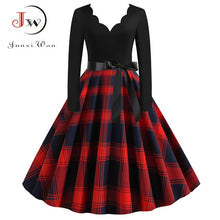 Load image into Gallery viewer, Big Swing Print Vintage Dress Women V Neck Sexy
