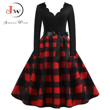 Load image into Gallery viewer, Big Swing Print Vintage Dress Women V Neck Sexy
