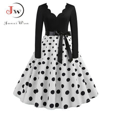 Load image into Gallery viewer, Big Swing Print Vintage Dress Women V Neck Sexy
