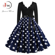 Load image into Gallery viewer, Big Swing Print Vintage Dress Women V Neck Sexy
