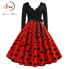 Load image into Gallery viewer, Big Swing Print Vintage Dress Women V Neck Sexy

