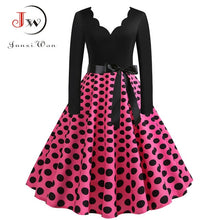 Load image into Gallery viewer, Big Swing Print Vintage Dress Women V Neck Sexy
