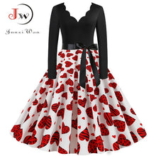 Load image into Gallery viewer, Big Swing Print Vintage Dress Women V Neck Sexy
