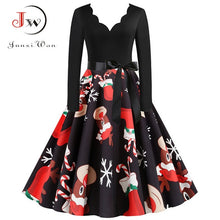 Load image into Gallery viewer, Big Swing Print Vintage Dress Women V Neck Sexy
