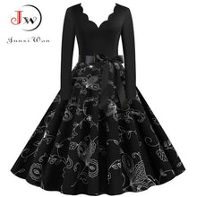Load image into Gallery viewer, Big Swing Print Vintage Dress Women V Neck Sexy
