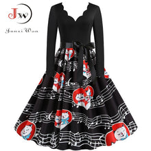 Load image into Gallery viewer, Big Swing Print Vintage Dress Women V Neck Sexy
