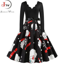 Load image into Gallery viewer, Big Swing Print Vintage Dress Women V Neck Sexy
