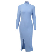 Load image into Gallery viewer, Wanna Sexy Knee-Length Dresses Cotton Ribbed Knitted Turtleneck
