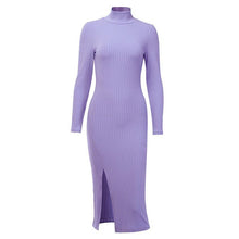 Load image into Gallery viewer, Wanna Sexy Knee-Length Dresses Cotton Ribbed Knitted Turtleneck
