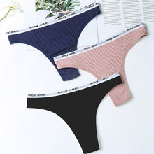 Load image into Gallery viewer, 3Pcs/Lot Women's Cotton G-String Thong Panties String Underwear Women Briefs Sexy Lingerie Pants Intimate Ladies Letter Low-Rise
