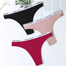 Load image into Gallery viewer, 3Pcs/Lot Women's Cotton G-String Thong Panties String Underwear Women Briefs Sexy Lingerie Pants Intimate Ladies Letter Low-Rise
