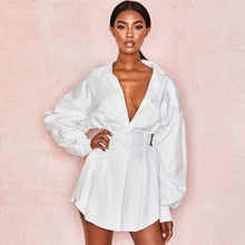 Load image into Gallery viewer, Lady Femal Long Sleeve Deep V Shirt Dress  Elegant Sexy
