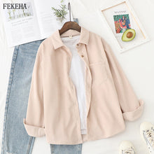 Load image into Gallery viewer, Corduroy Shirts Womens Tops Long Sleeve Spring
