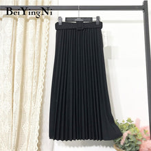 Load image into Gallery viewer, Beiyingni High Waist Women Vintage Pleated Midi Skirts

