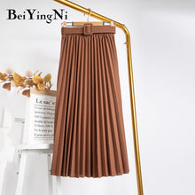 Load image into Gallery viewer, Beiyingni High Waist Women Vintage Pleated Midi Skirts
