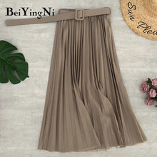 Load image into Gallery viewer, Beiyingni High Waist Women Vintage Pleated Midi Skirts
