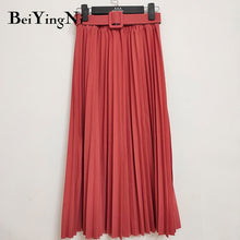 Load image into Gallery viewer, Beiyingni High Waist Women Vintage Pleated Midi Skirts
