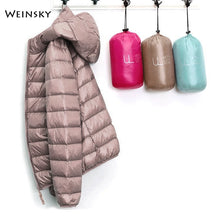 Load image into Gallery viewer, Women Ultralight Thin White Duck Down Hooded Jackets
