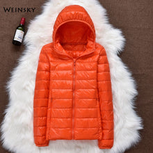 Load image into Gallery viewer, Women Ultralight Thin White Duck Down Hooded Jackets
