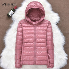 Load image into Gallery viewer, Women Ultralight Thin White Duck Down Hooded Jackets
