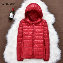 Load image into Gallery viewer, Women Ultralight Thin White Duck Down Hooded Jackets
