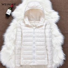 Load image into Gallery viewer, Women Ultralight Thin White Duck Down Hooded Jackets
