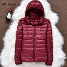 Load image into Gallery viewer, Women Ultralight Thin White Duck Down Hooded Jackets
