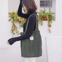 Load image into Gallery viewer, Women Corduroy Canvas Tote Handbag Female Cloth Shoulder Bags Young Ladies Casual Shopping Bag Girls Reusable Folding Bags
