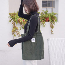 Load image into Gallery viewer, Women Corduroy Canvas Tote Handbag Female Cloth Shoulder Bags Young Ladies Casual Shopping Bag Girls Reusable Folding Bags
