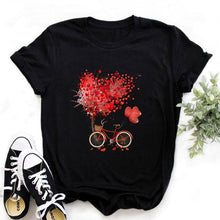 Load image into Gallery viewer, Women Print Letter Short Sleeve Cotton Tops Summer clothing
