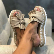 Load image into Gallery viewer, Summer slippers women wedge Thick bottom Bow Slippers
